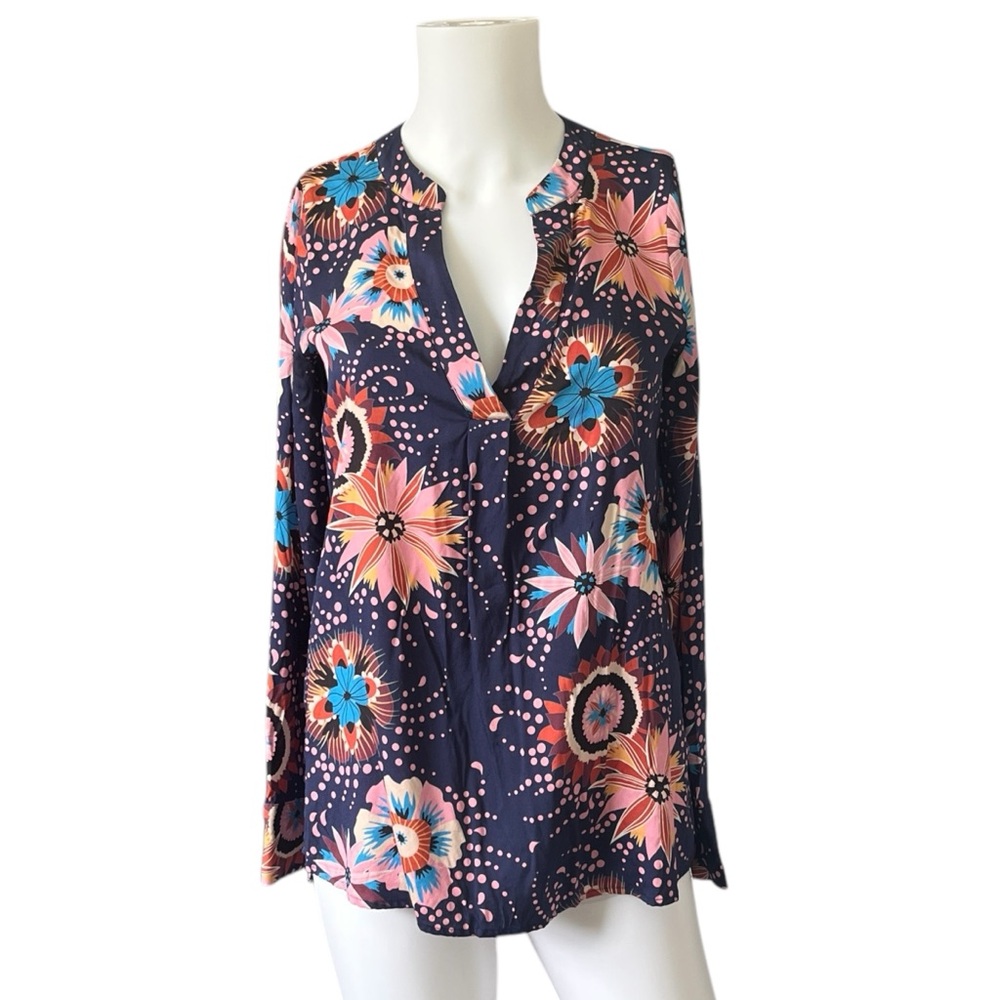 Dea Kudibal Colorful Silk Blend Blouse Pullover Floral Print Womens Size XXS